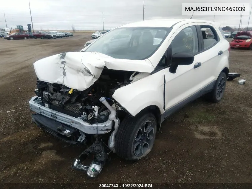 2022 Ford Ecosport S VIN: MAJ6S3FL9NC469039 Lot: 30047743