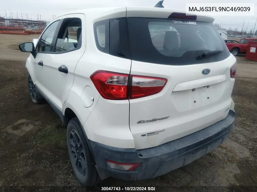 2022 Ford Ecosport S VIN: MAJ6S3FL9NC469039 Lot: 30047743