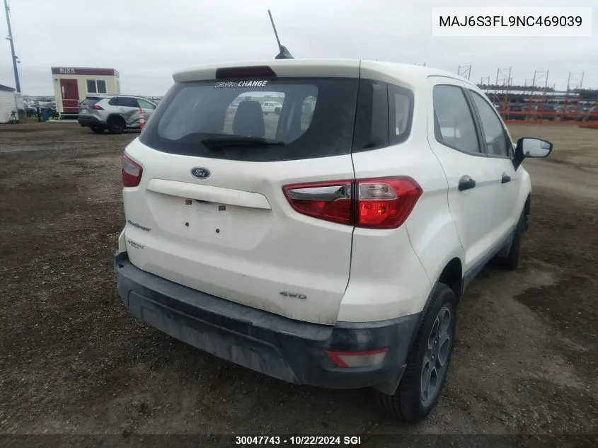 2022 Ford Ecosport S VIN: MAJ6S3FL9NC469039 Lot: 30047743