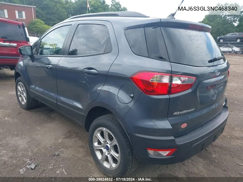 2022 Ford Ecosport Se VIN: MAJ6S3GL3NC468340 Lot: 39824532