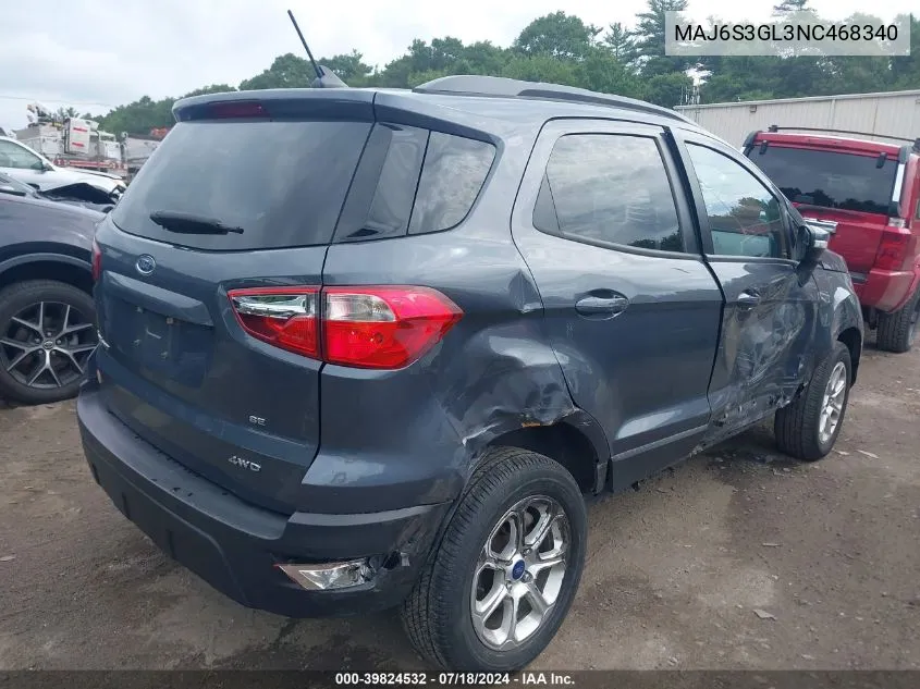 2022 Ford Ecosport Se VIN: MAJ6S3GL3NC468340 Lot: 39824532