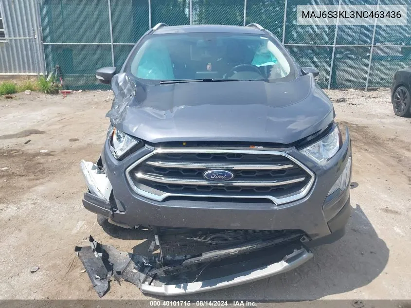 2022 Ford Ecosport Titanium VIN: MAJ6S3KL3NC463436 Lot: 40101715