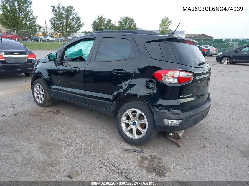 2022 Ford Ecosport Se VIN: MAJ6S3GL6NC474939 Lot: 40288226