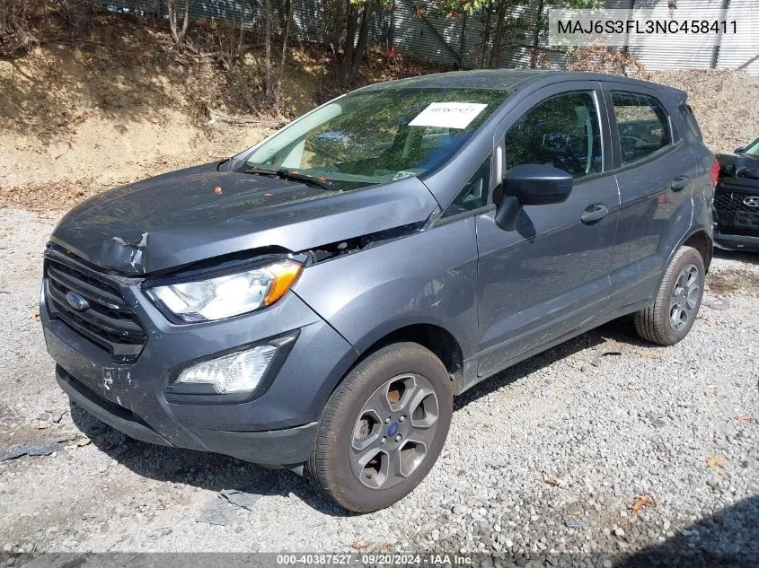 2022 Ford Ecosport S VIN: MAJ6S3FL3NC458411 Lot: 40387527