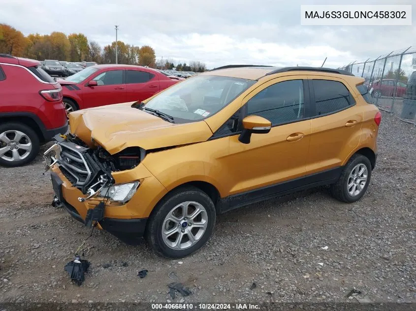 2022 Ford Ecosport Se VIN: MAJ6S3GL0NC458302 Lot: 40668410