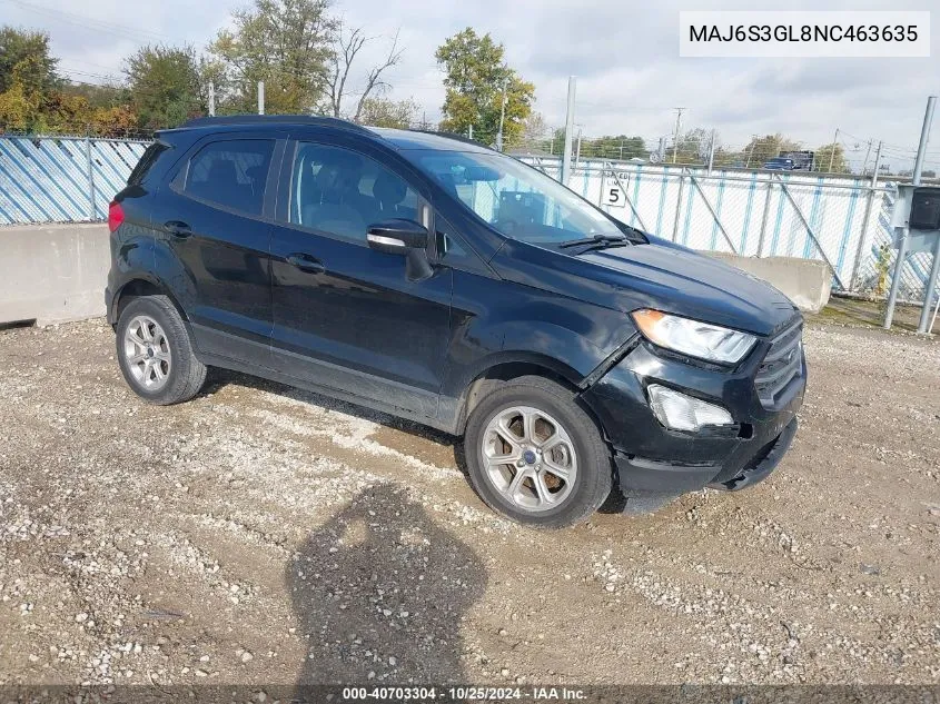 2022 Ford Ecosport Se VIN: MAJ6S3GL8NC463635 Lot: 40703304