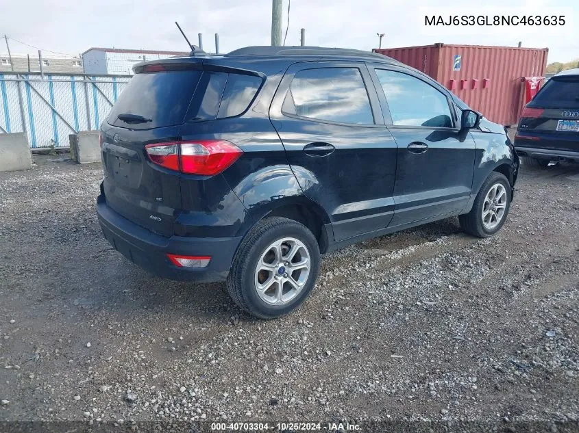 2022 Ford Ecosport Se VIN: MAJ6S3GL8NC463635 Lot: 40703304