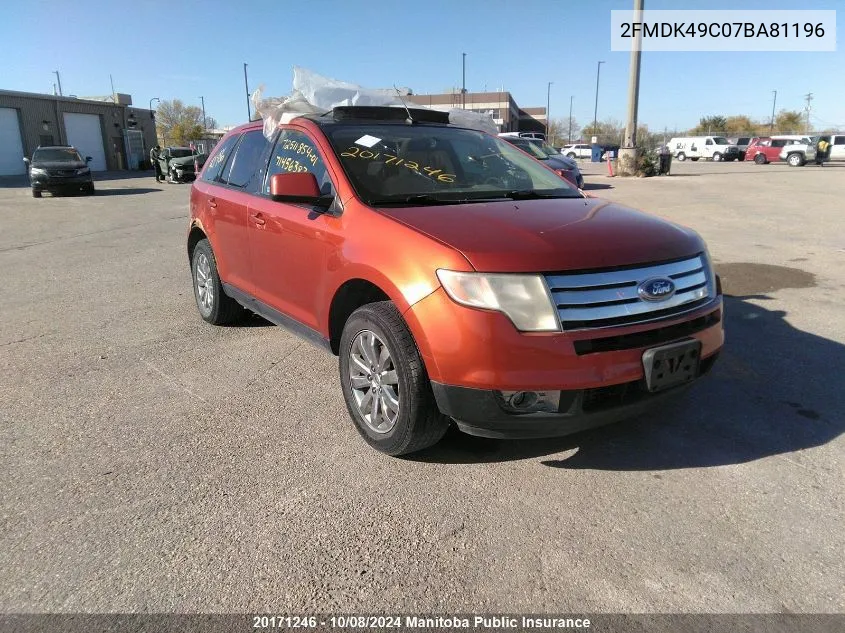 2007 Ford Edge Sel VIN: 2FMDK49C07BA81196 Lot: 20171246