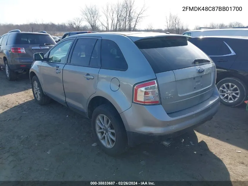 2007 Ford Edge Sel VIN: 2FMDK48C87BB01700 Lot: 38833687