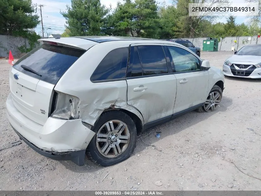 2007 Ford Edge Sel Plus VIN: 2FMDK49C37BB49314 Lot: 39289853