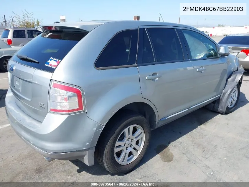 2007 Ford Edge Sel VIN: 2FMDK48C67BB22903 Lot: 39735647