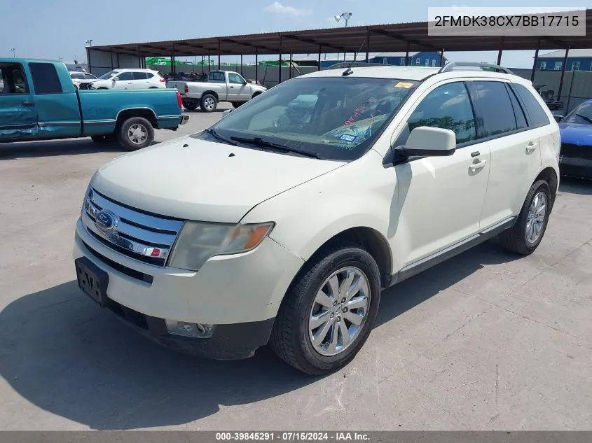 2007 Ford Edge Sel VIN: 2FMDK38CX7BB17715 Lot: 39845291