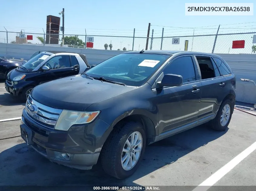 2007 Ford Edge Sel Plus VIN: 2FMDK39CX7BA26538 Lot: 39861898