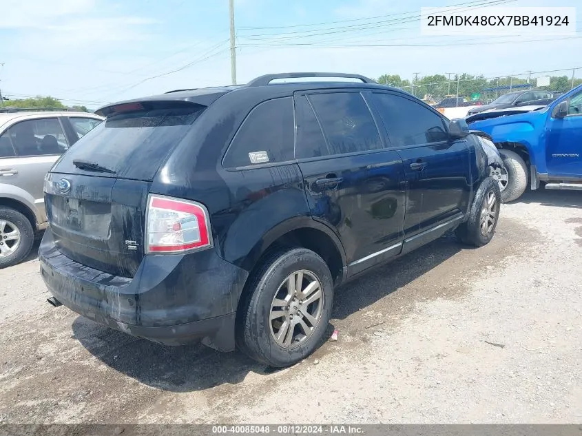 2007 Ford Edge Sel VIN: 2FMDK48CX7BB41924 Lot: 40085048