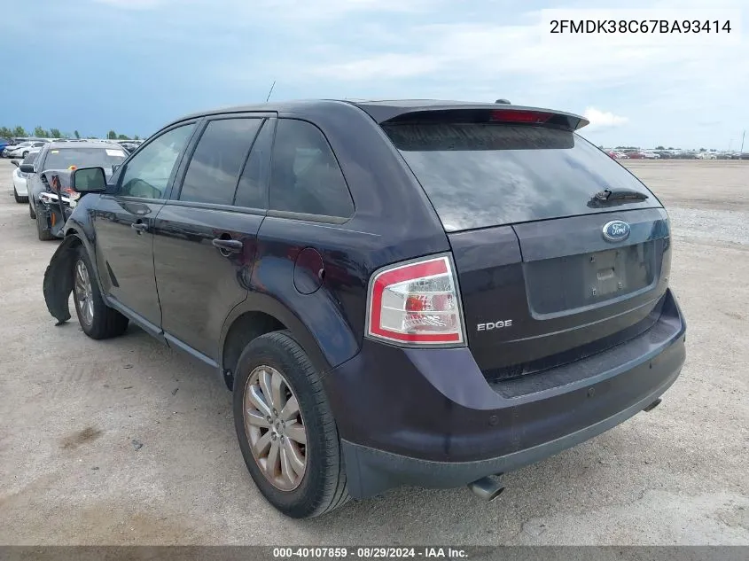 2007 Ford Edge Sel VIN: 2FMDK38C67BA93414 Lot: 40107859