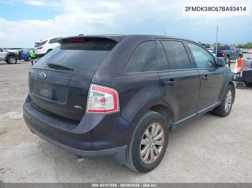 2007 Ford Edge Sel VIN: 2FMDK38C67BA93414 Lot: 40107859