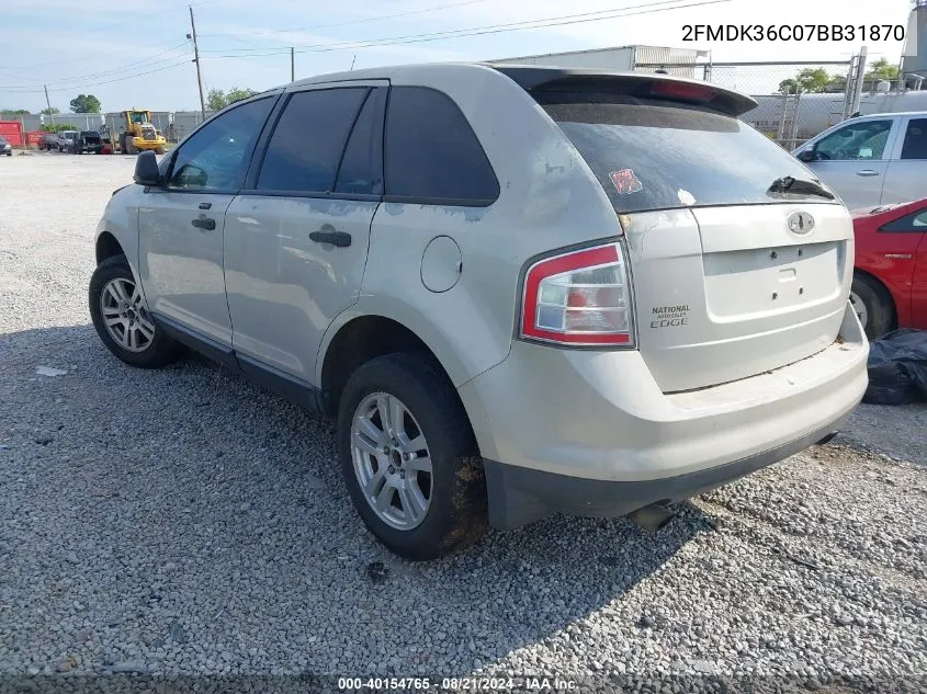 2007 Ford Edge Se VIN: 2FMDK36C07BB31870 Lot: 40154765