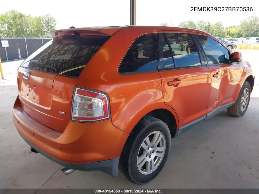 2007 Ford Edge Sel Plus VIN: 2FMDK39C27BB70536 Lot: 40154853