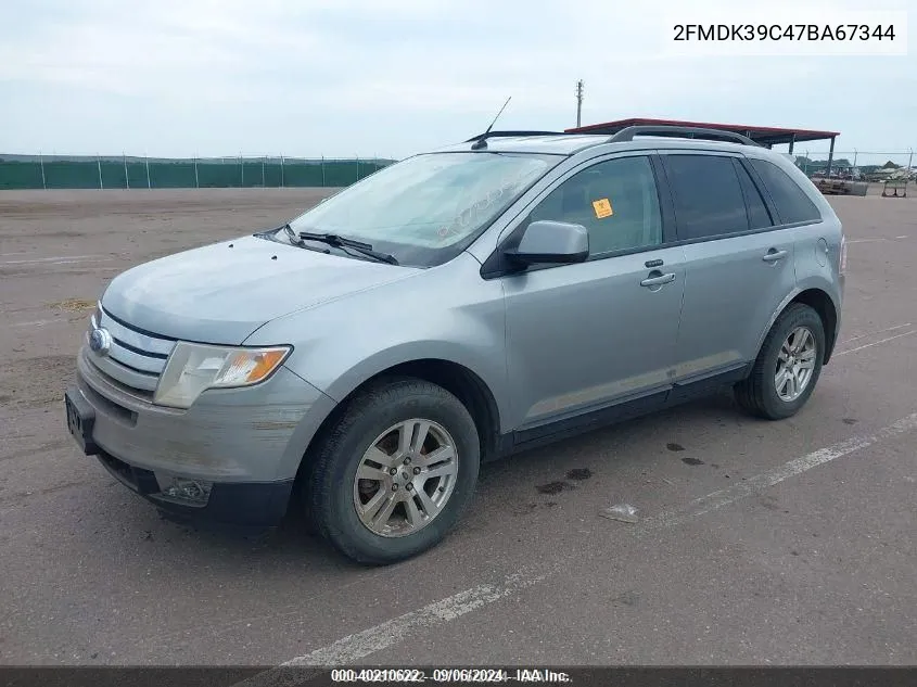 2007 Ford Edge Sel Plus VIN: 2FMDK39C47BA67344 Lot: 40210622