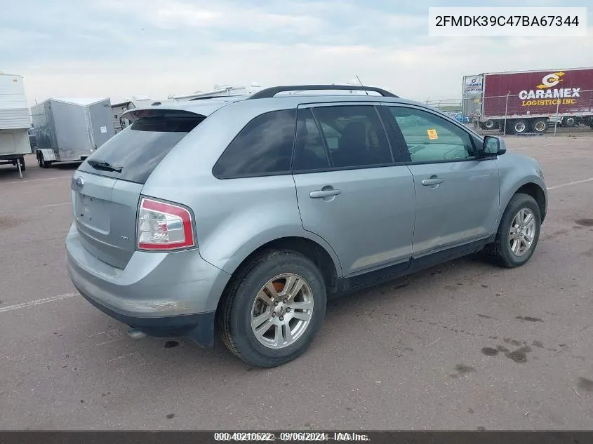 2007 Ford Edge Sel Plus VIN: 2FMDK39C47BA67344 Lot: 40210622