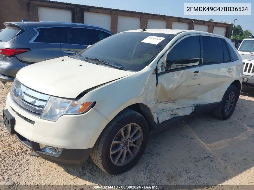 2007 Ford Edge Sel Plus VIN: 2FMDK49C47BB36524 Lot: 40234410