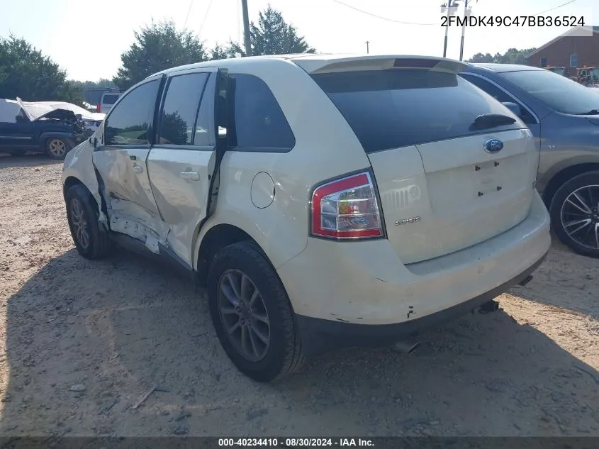 2007 Ford Edge Sel Plus VIN: 2FMDK49C47BB36524 Lot: 40234410