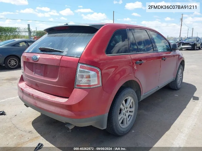 2007 Ford Edge Se VIN: 2FMDK36C07BA91211 Lot: 40262572