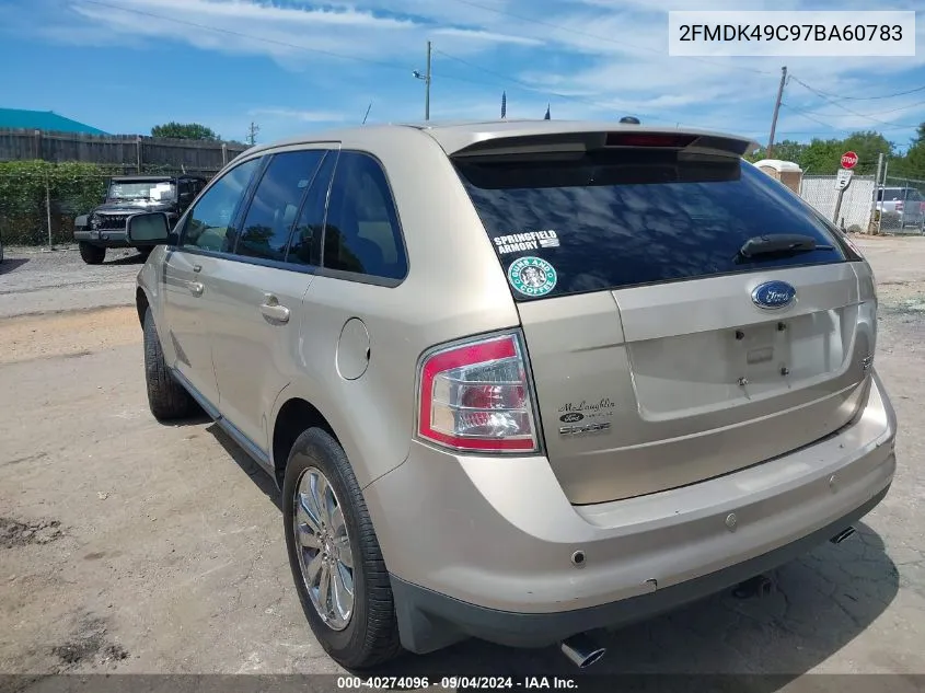 2007 Ford Edge Sel Plus VIN: 2FMDK49C97BA60783 Lot: 40274096