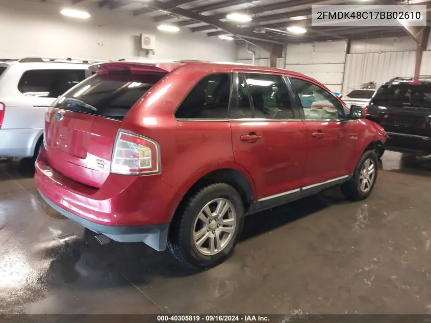 2007 Ford Edge Sel VIN: 2FMDK48C17BB02610 Lot: 40305819