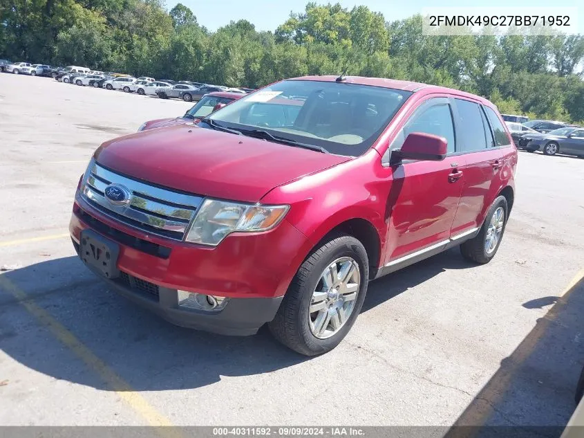 2007 Ford Edge Sel Plus VIN: 2FMDK49C27BB71952 Lot: 40311592