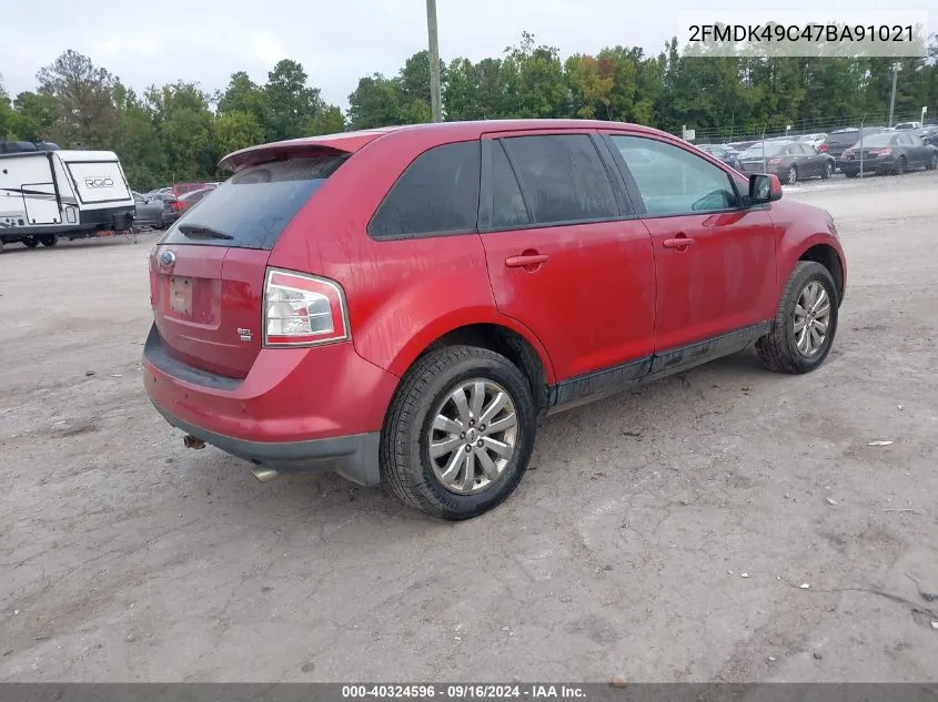 2007 Ford Edge Sel Plus VIN: 2FMDK49C47BA91021 Lot: 40324596