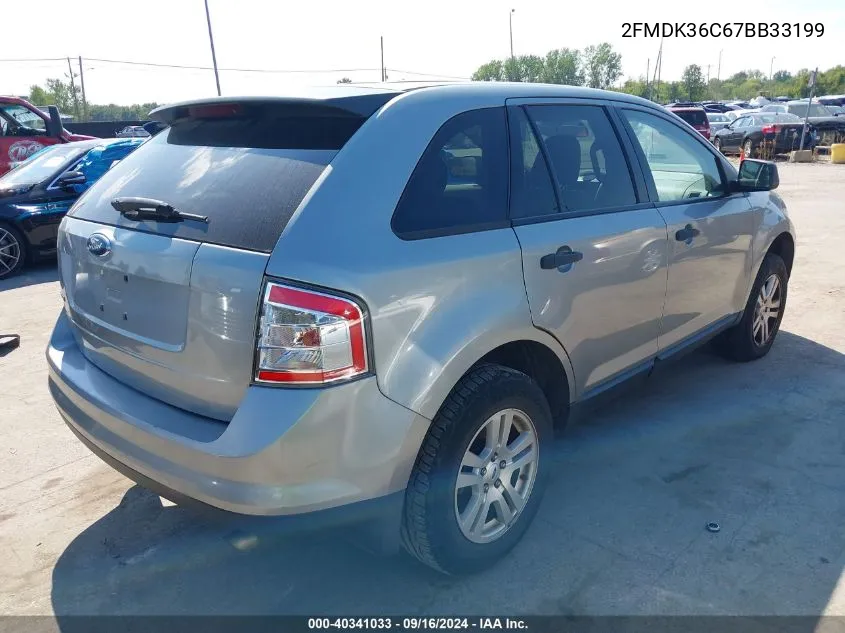 2007 Ford Edge Se VIN: 2FMDK36C67BB33199 Lot: 40341033