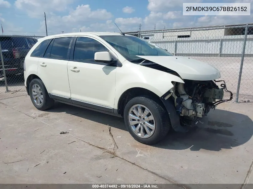 2007 Ford Edge Sel Plus VIN: 2FMDK39C67BB26152 Lot: 40374492