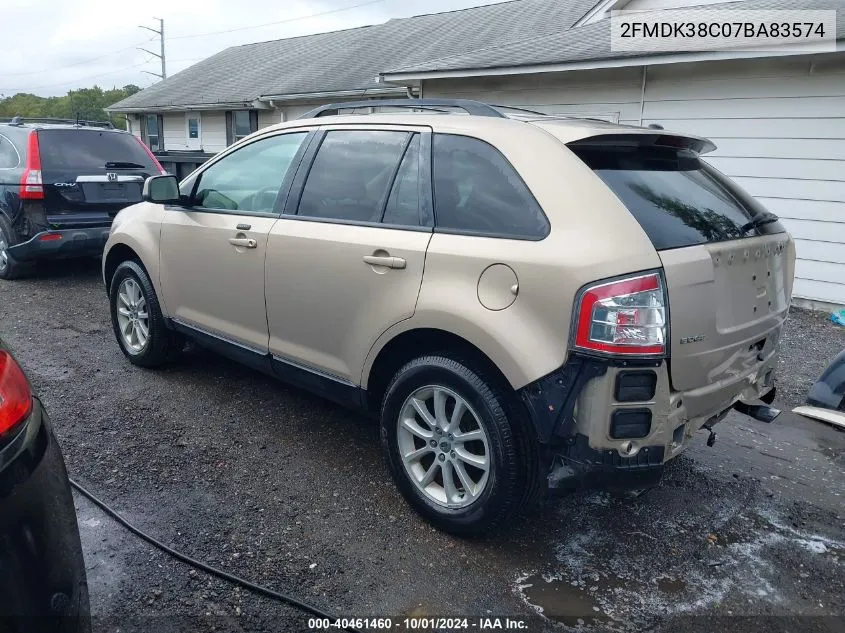 2007 Ford Edge Sel VIN: 2FMDK38C07BA83574 Lot: 40461460