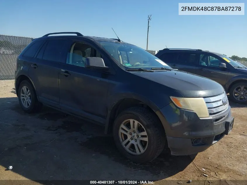 2007 Ford Edge Sel VIN: 2FMDK48C87BA87278 Lot: 40481307