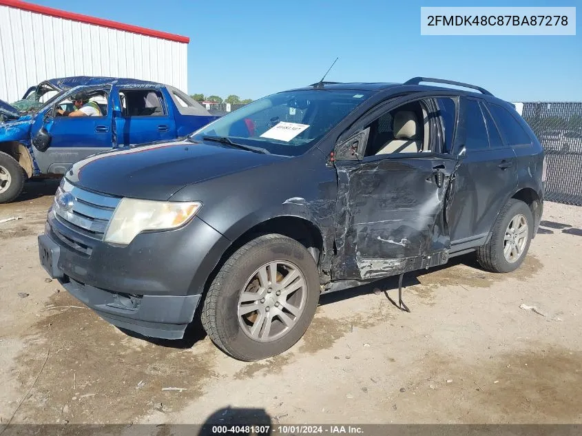 2007 Ford Edge Sel VIN: 2FMDK48C87BA87278 Lot: 40481307