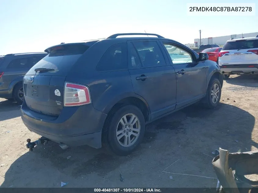 2007 Ford Edge Sel VIN: 2FMDK48C87BA87278 Lot: 40481307