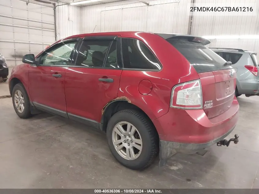 2007 Ford Edge Se VIN: 2FMDK46C67BA61216 Lot: 40536306