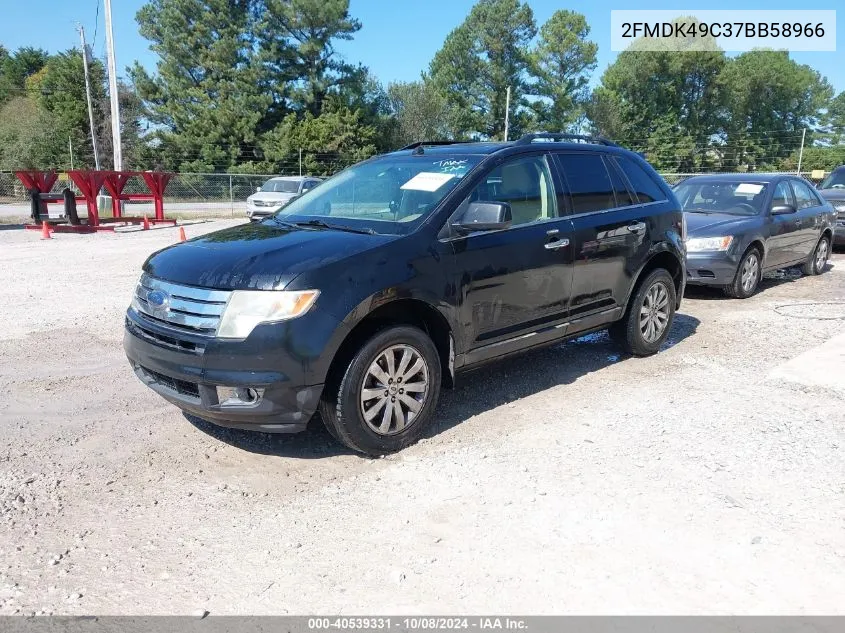 2007 Ford Edge Sel Plus VIN: 2FMDK49C37BB58966 Lot: 40539331