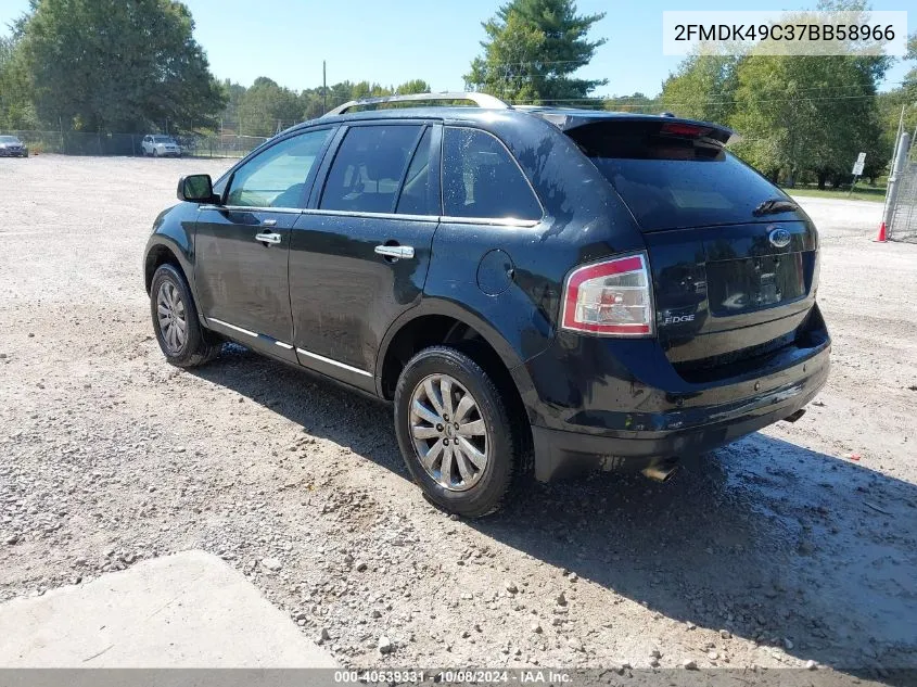 2007 Ford Edge Sel Plus VIN: 2FMDK49C37BB58966 Lot: 40539331