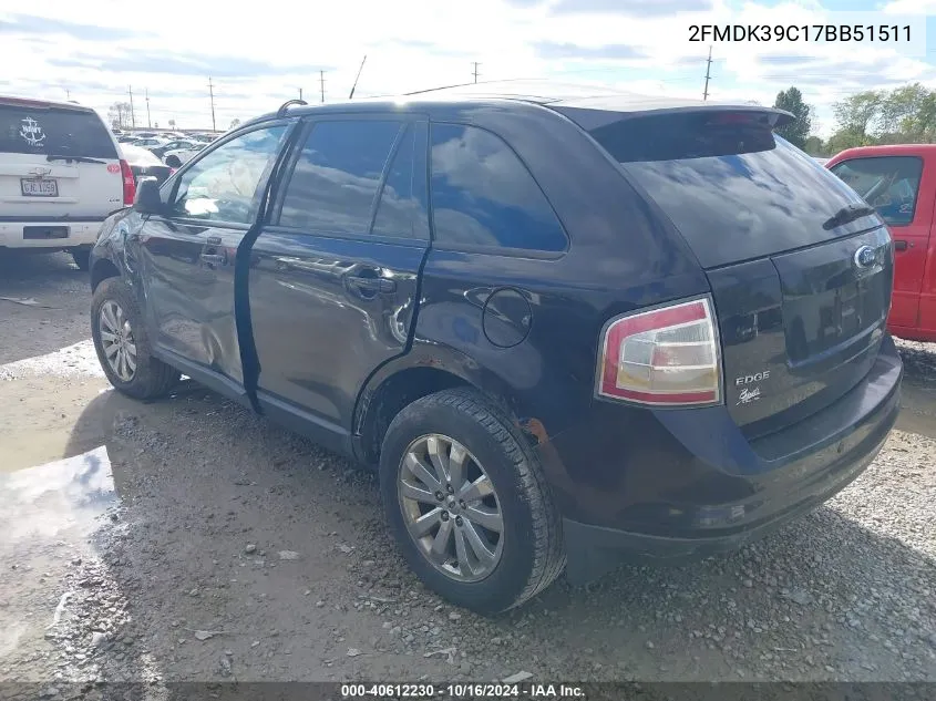 2007 Ford Edge Sel Plus VIN: 2FMDK39C17BB51511 Lot: 40612230