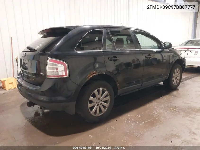 2007 Ford Edge Sel Plus VIN: 2FMDK39C97BB67777 Lot: 40651401