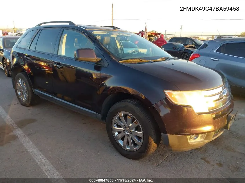 2007 Ford Edge Sel Plus VIN: 2FMDK49C47BA59458 Lot: 40847653