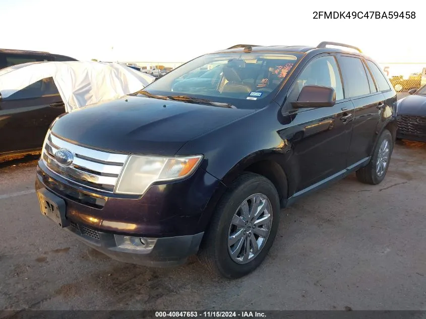 2007 Ford Edge Sel Plus VIN: 2FMDK49C47BA59458 Lot: 40847653