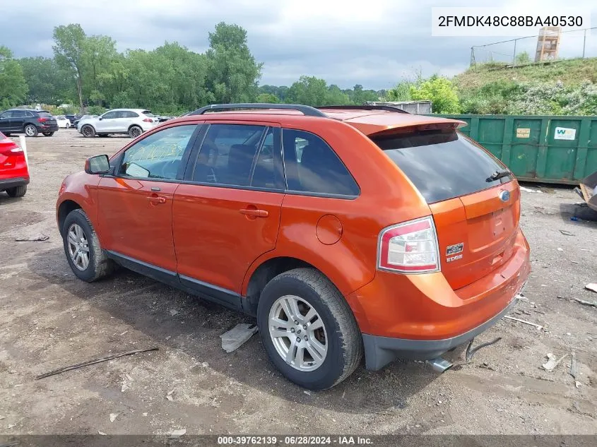 2008 Ford Edge Sel VIN: 2FMDK48C88BA40530 Lot: 39762139