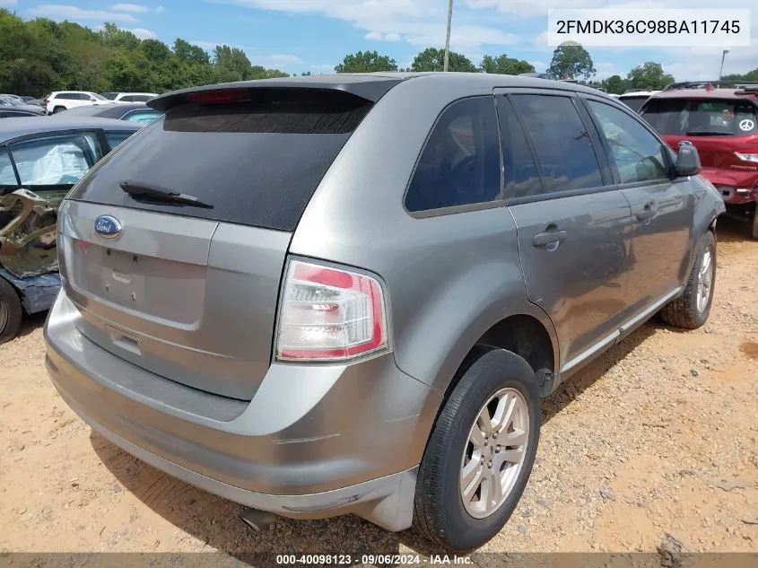 2008 Ford Edge Se VIN: 2FMDK36C98BA11745 Lot: 40098123