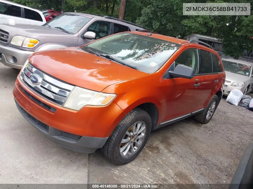 2008 Ford Edge Se VIN: 2FMDK36C58BB41733 Lot: 40149300