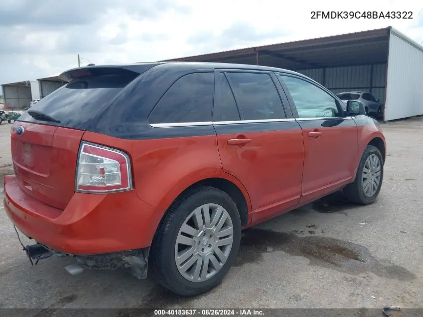 2008 Ford Edge Limited VIN: 2FMDK39C48BA43322 Lot: 40183637