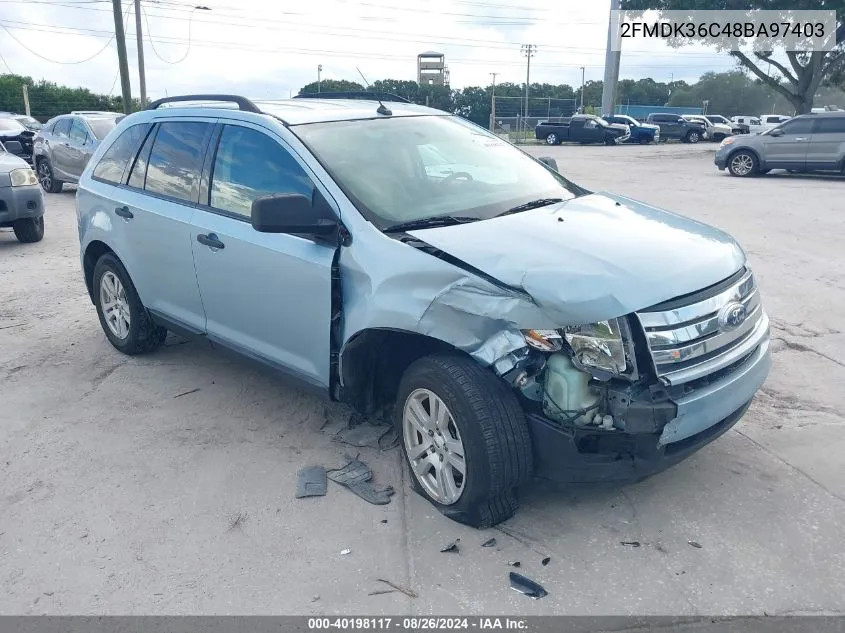 2008 Ford Edge Se VIN: 2FMDK36C48BA97403 Lot: 40198117