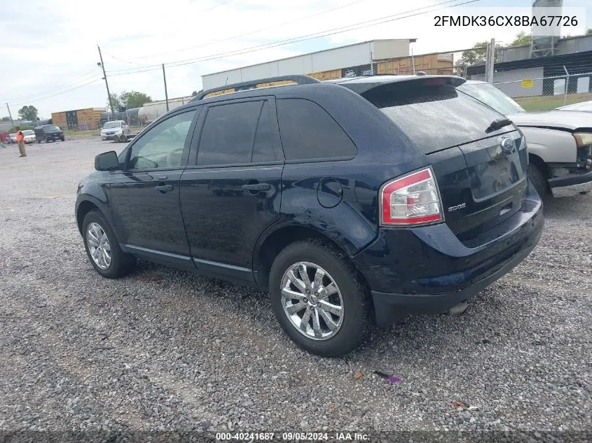 2008 Ford Edge Se VIN: 2FMDK36CX8BA67726 Lot: 40241687